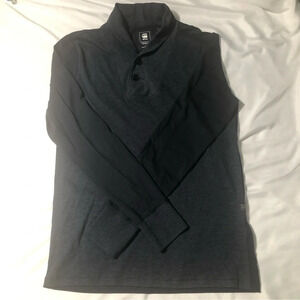 G-Star Raw Shawl Collar Pullover Sweater in Dark Grey and  Black